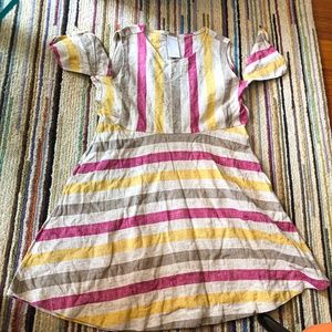 Meg Shop Burlap Cold Shoulder Linen Dress